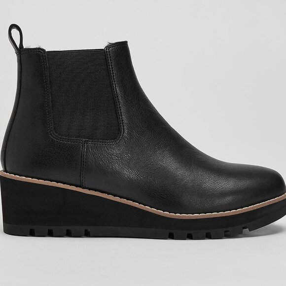 Eileen Fisher Shoes - Eileen Fisher Chelsea Wedge Black Leather Ankle Bootie Women US 7